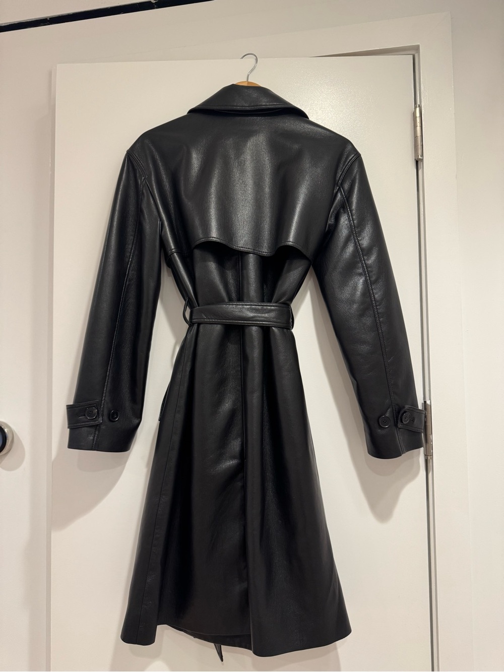 Aritzia New Tabloid Trench Coat - Black Faux Leather - Picture 4 of 6